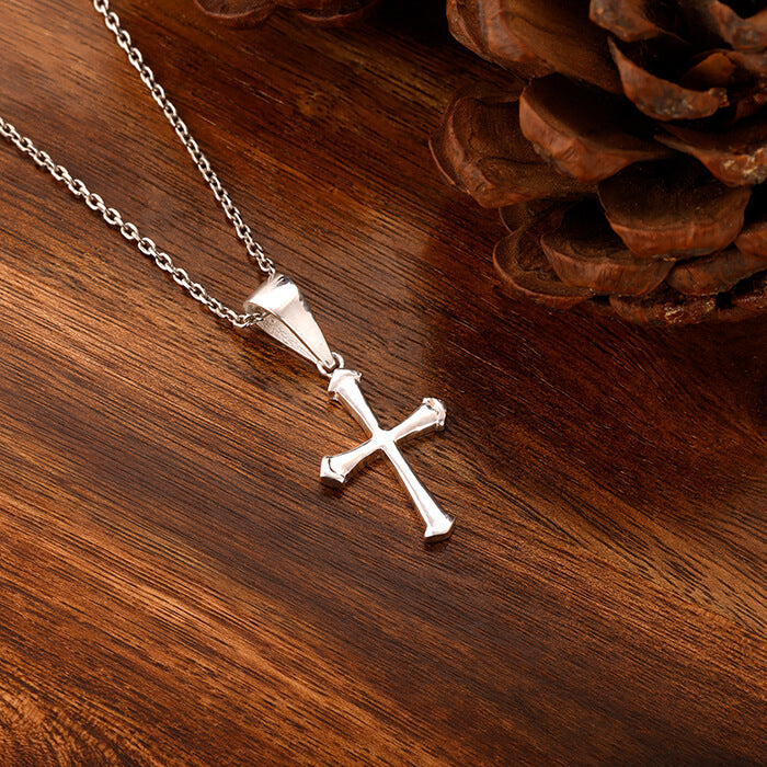 Silver Latin Holy Cross Pendant with Link Chain