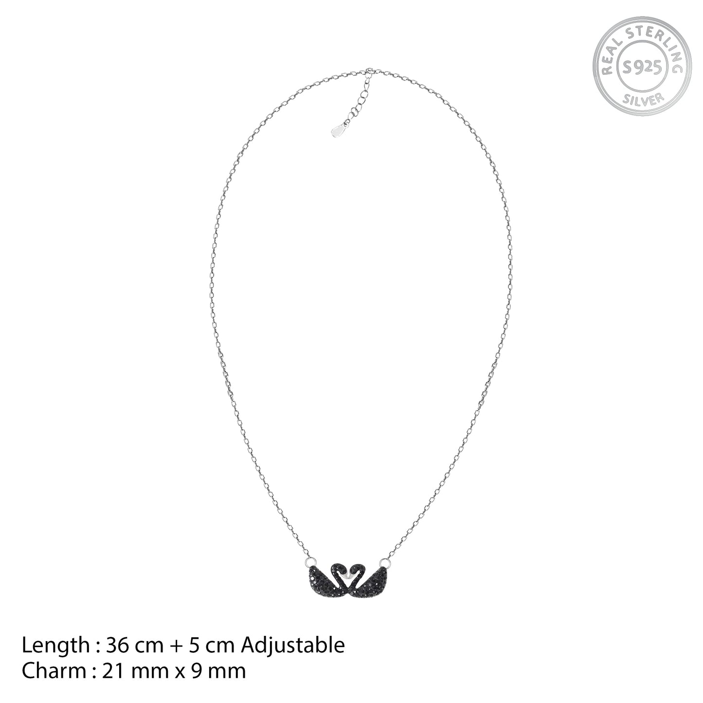 Silver Black Swan Necklace