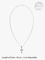 Silver Striped Cross Pendant with Box Chain For Him