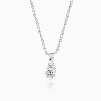 Silver Mini Solitaire Pendant with Link Chain