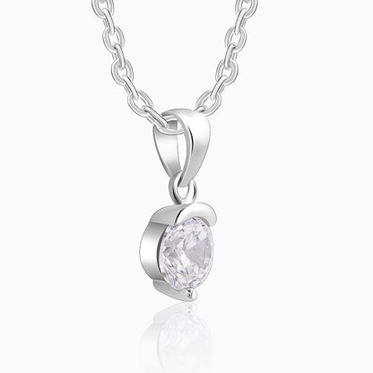 Silver Mini Solitaire Pendant with Link Chain