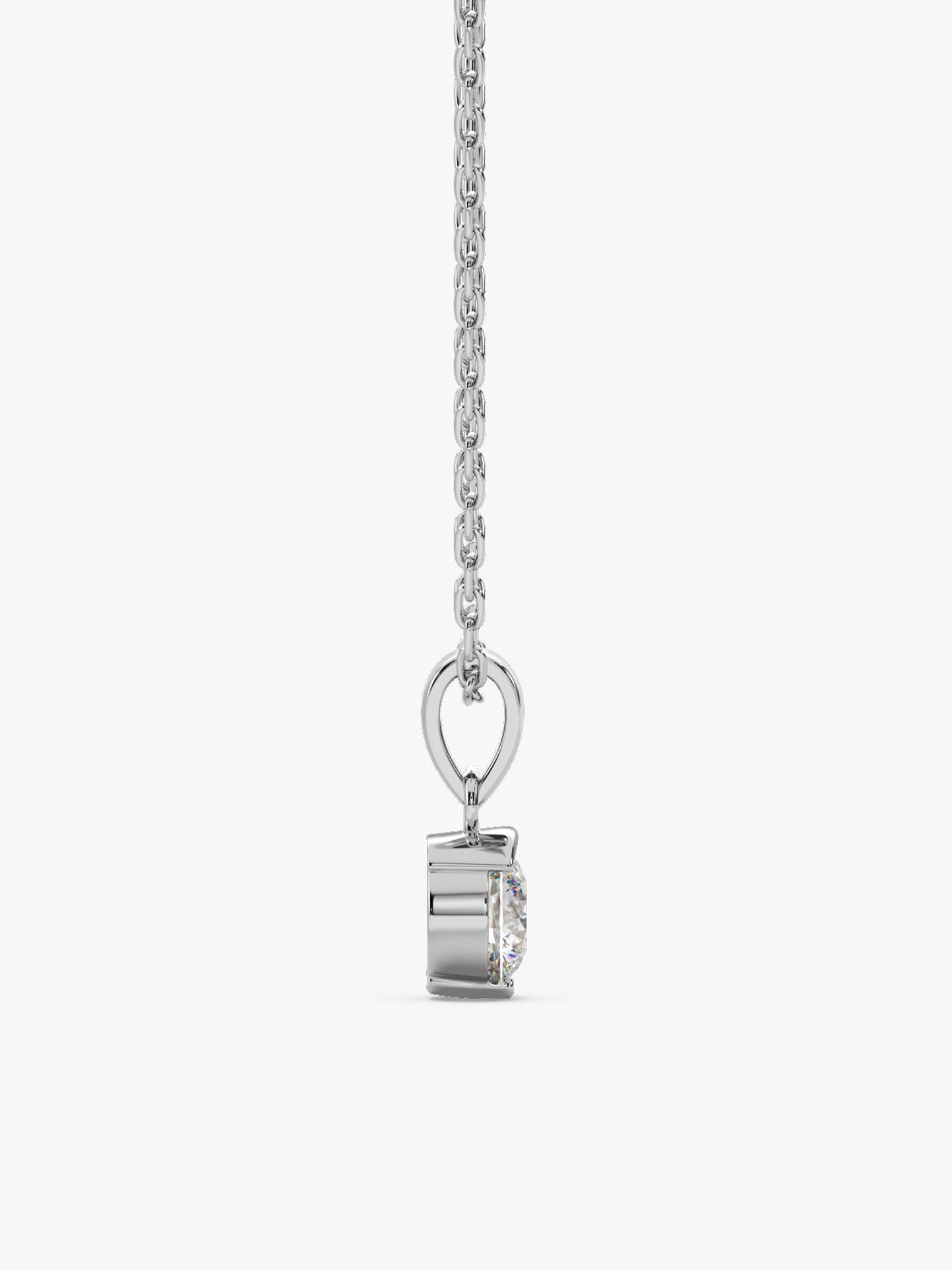 Silver Mini Solitaire Pendant with Link Chain