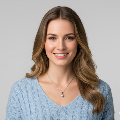 Silver Mini Solitaire Pendant with Link Chain