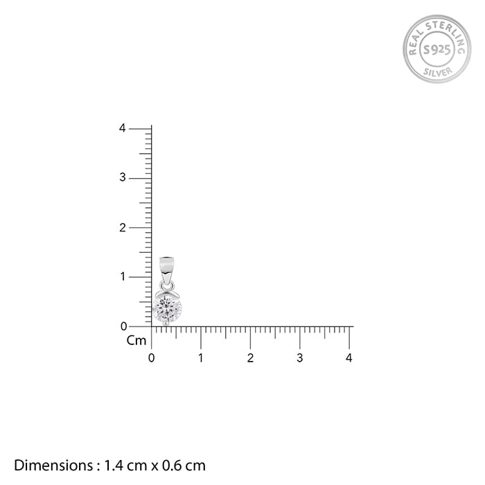 Silver Mini Solitaire Pendant with Link Chain