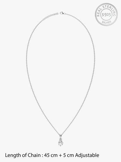 Silver Mini Solitaire Pendant with Link Chain