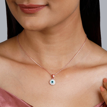 Rose Gold Studded Evil Eye Pendant