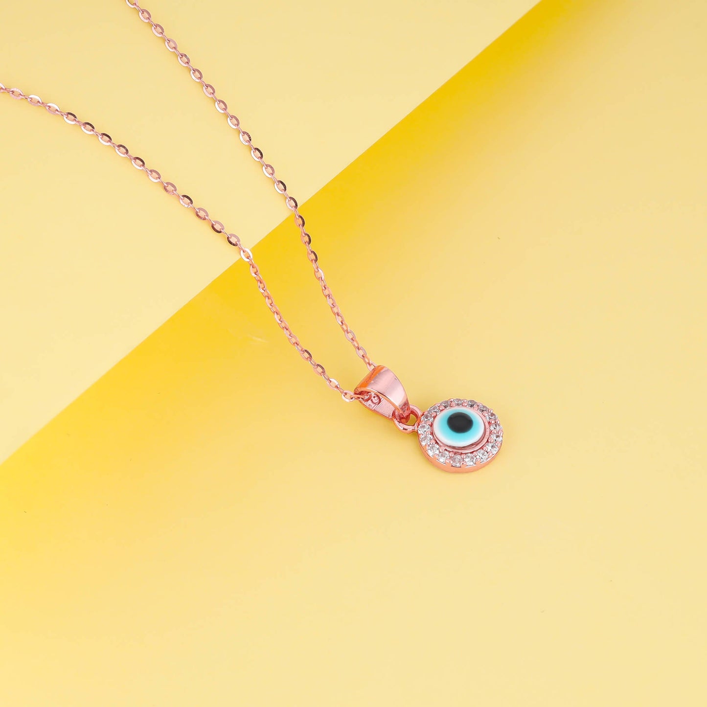 Rose Gold Studded Evil Eye Pendant
