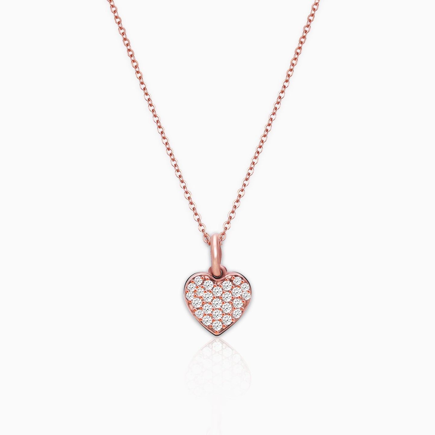 Rose Gold Little Heart Pendant With Link Chain