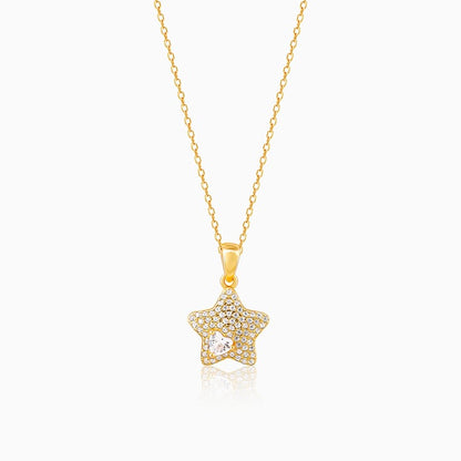 Golden Star of Love Pendant with Link Chain