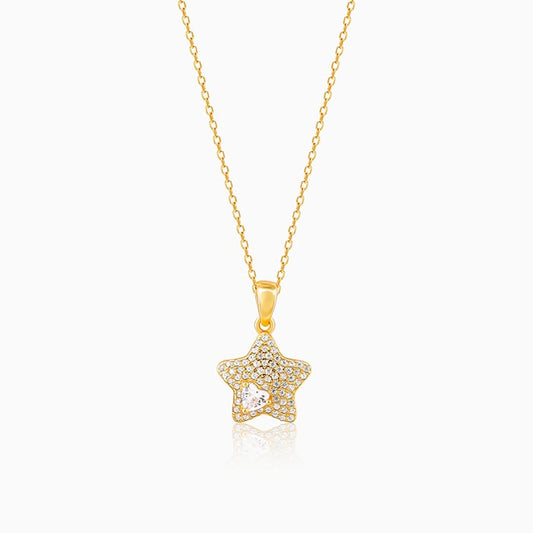 Golden Star of Love Pendant with Link Chain