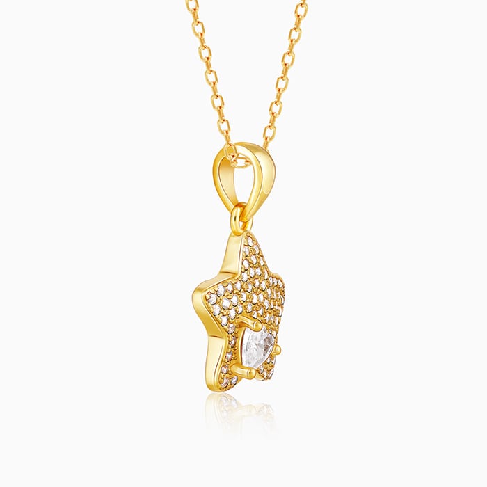 Golden Star of Love Pendant with Link Chain