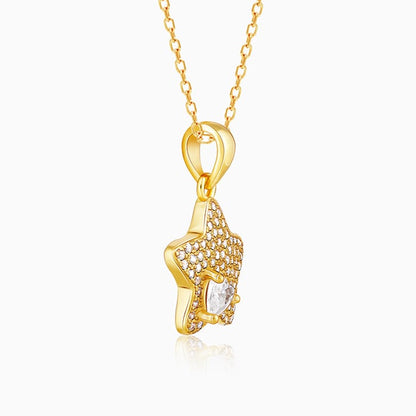 Golden Star of Love Pendant with Link Chain