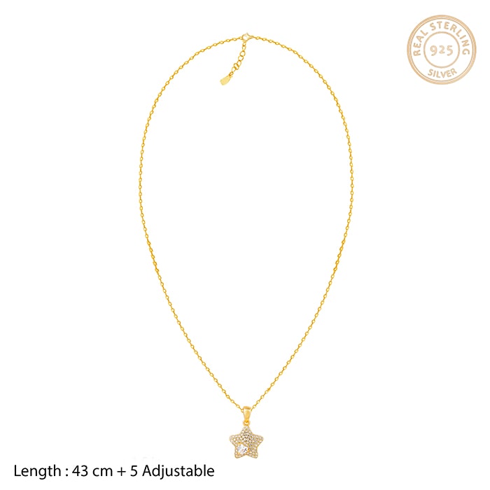 Golden Star of Love Pendant with Link Chain