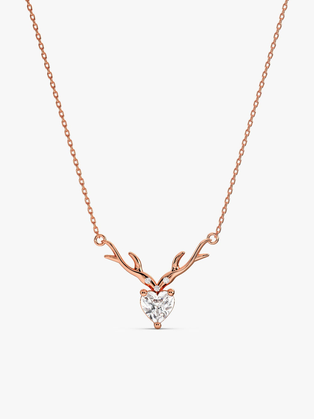 Rose Gold Deer Heart Necklace