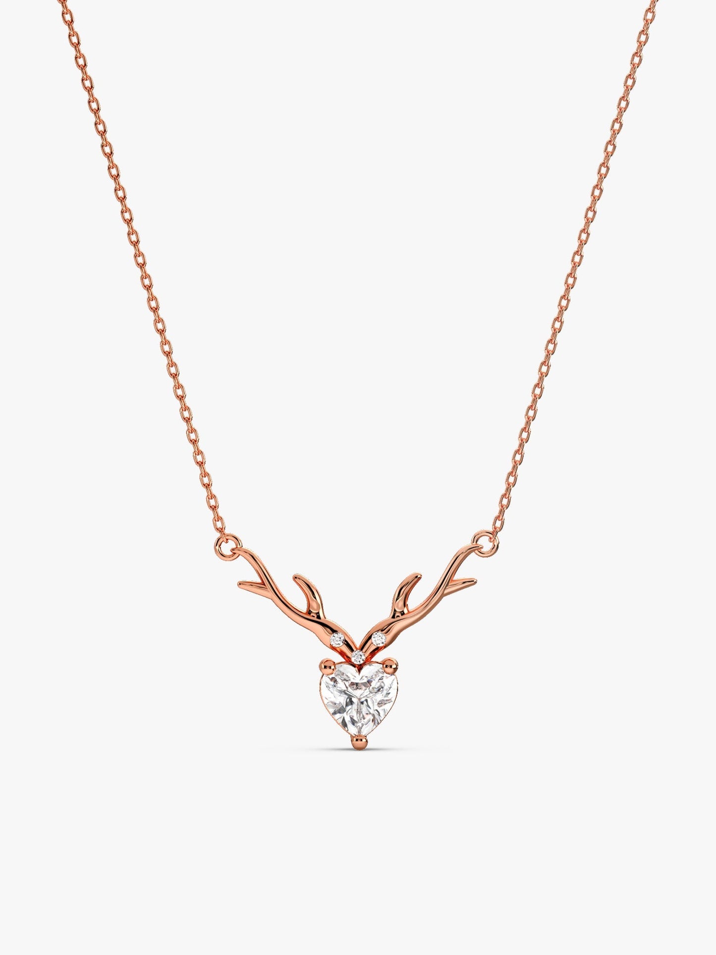 Rose Gold Deer Heart Necklace