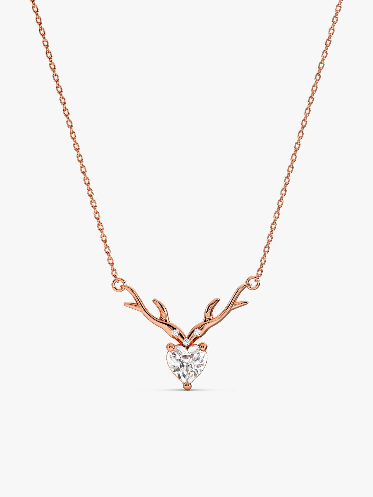 Rose Gold Deer Heart Necklace