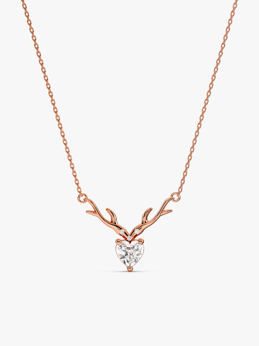 Rose Gold Deer Heart Necklace