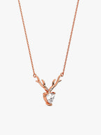 Rose Gold Deer Heart Necklace