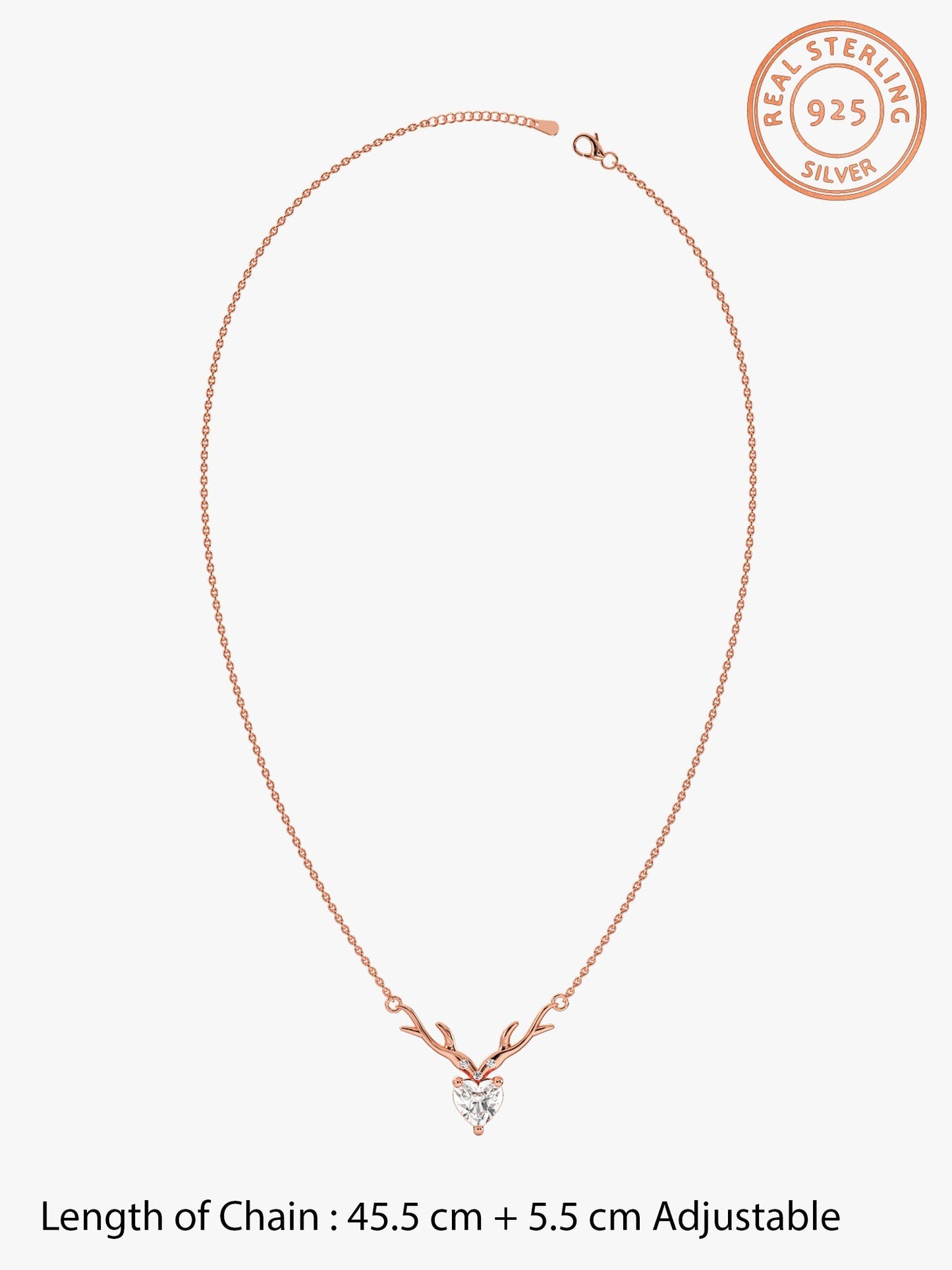Rose Gold Deer Heart Necklace