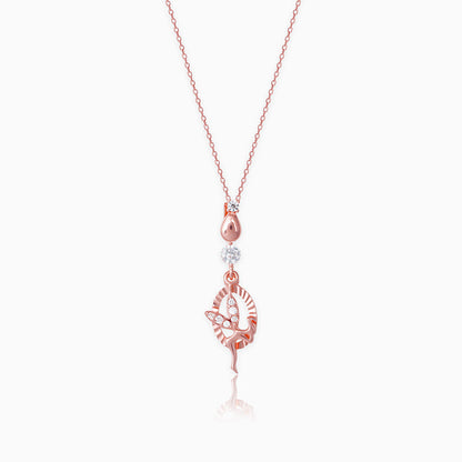 Rose Gold Zircon Fairy Pendant with Link Chain