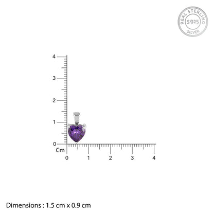 Silver Purple Heart Pendant with Link Chain