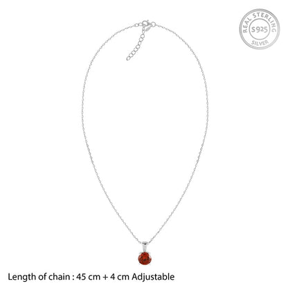 Silver Gracious Red Pendant with Link Chain