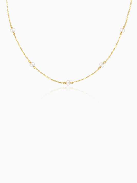 Kriti Sanon Golden Minimal Pearl Necklace