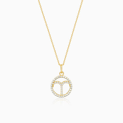 Golden Aries Pendant With Link Chain