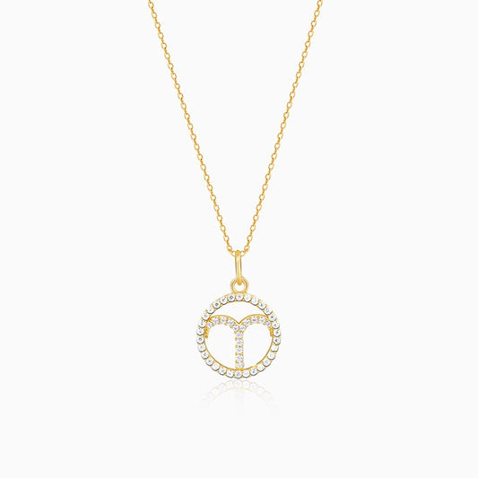 Golden Aries Pendant With Link Chain