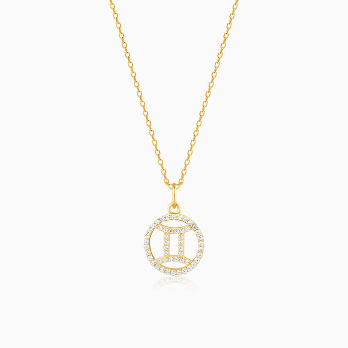 Golden Gemini Pendant With Link Chain