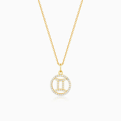 Golden Gemini Pendant With Link Chain