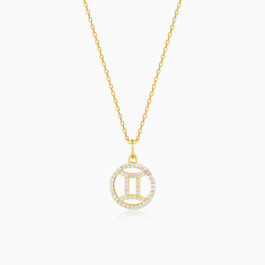 Golden Gemini Pendant With Link Chain