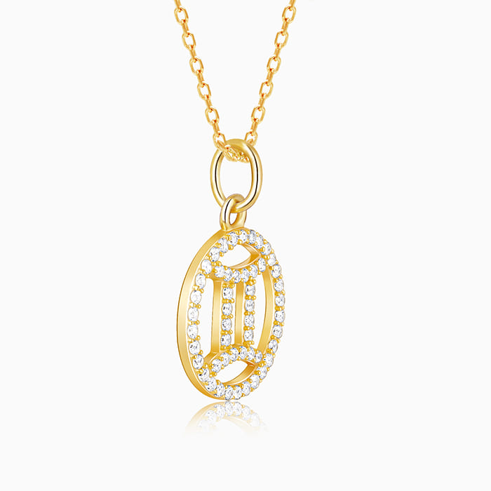Golden Gemini Pendant With Link Chain