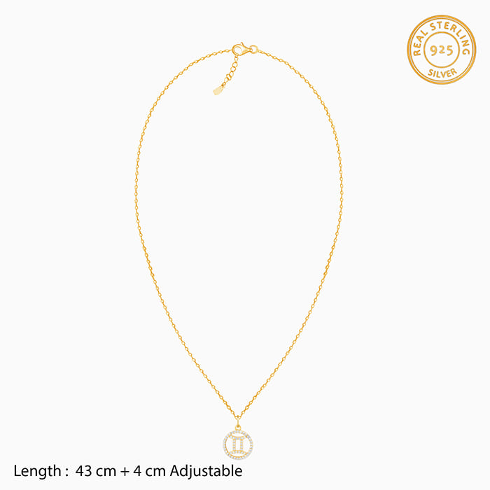 Golden Gemini Pendant With Link Chain