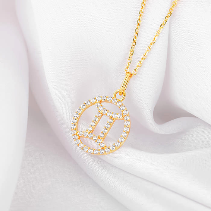 Golden Gemini Pendant With Link Chain