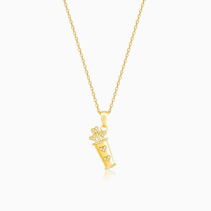 Golden Cupid's Quiver Pendant with Link Chain