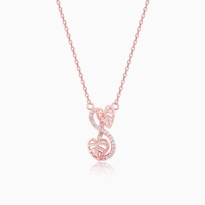 Rose Gold Intertwined Leaves Necklace