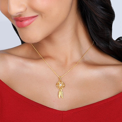 Golden Dream Catcher Pendant with Link Chain