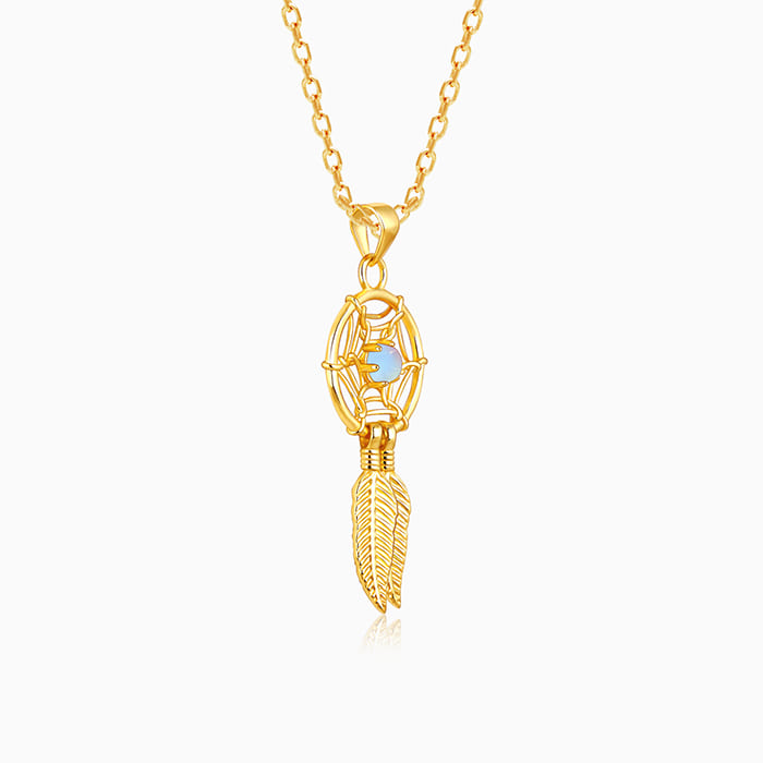 Golden Dream Catcher Pendant with Link Chain