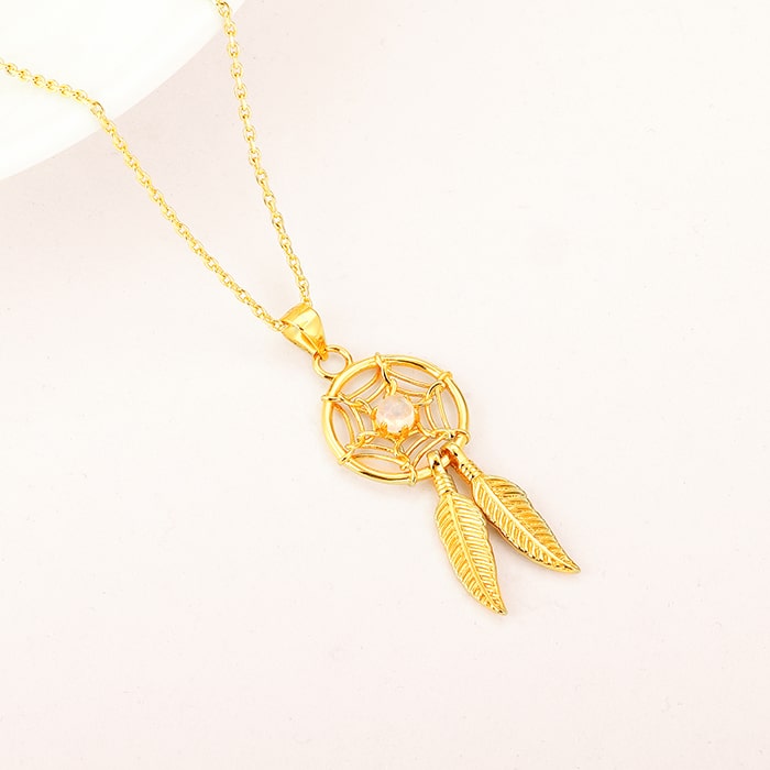 Golden Dream Catcher Pendant with Link Chain