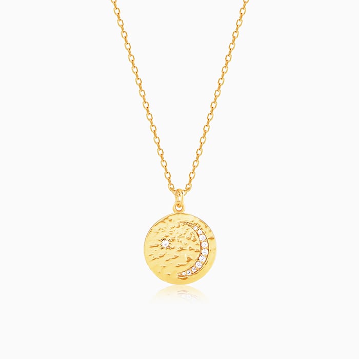 Golden Moon Star Pendant with Link Chain