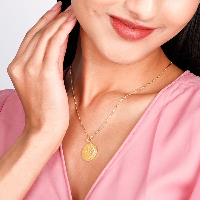 Golden Moon Star Pendant with Link Chain