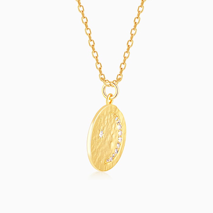 Golden Moon Star Pendant with Link Chain