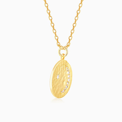 Golden Moon Star Pendant with Link Chain
