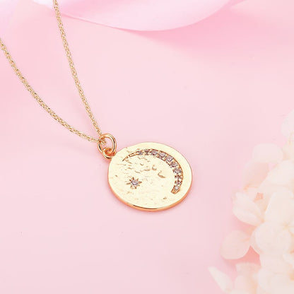 Golden Moon Star Pendant with Link Chain