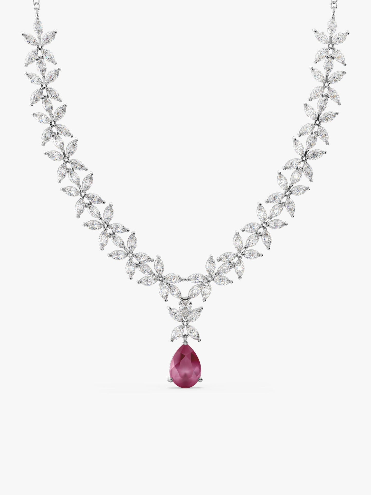 Silver Zircon Studded Magical Drop Necklace