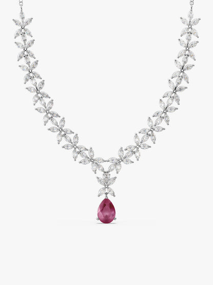 Silver Zircon Studded Magical Drop Necklace
