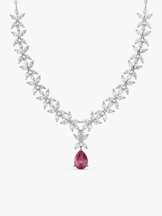 Silver Zircon Studded Magical Drop Necklace