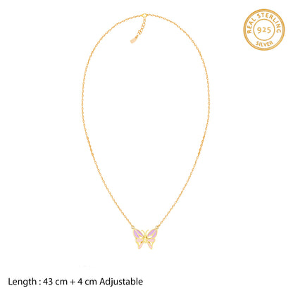 Golden Flutter With Joy Butterfly Necklace