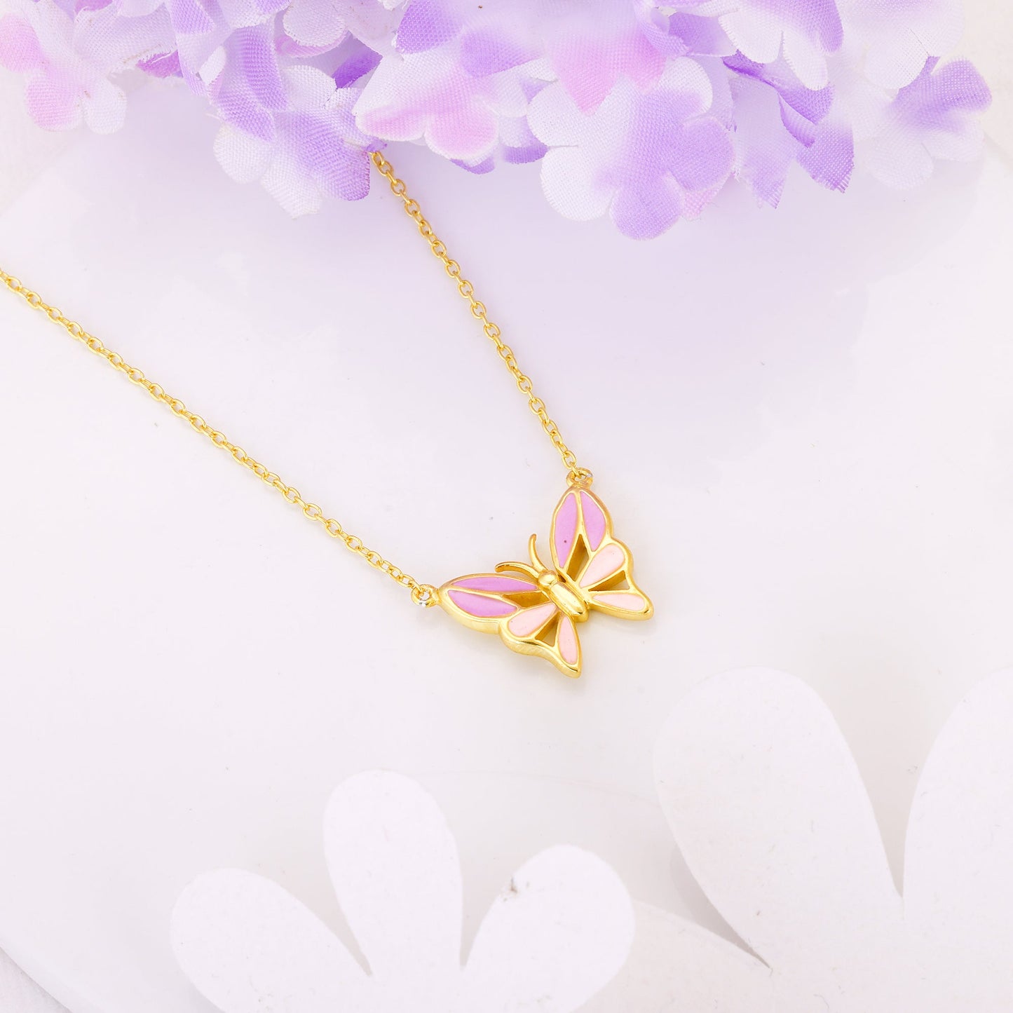 Golden Flutter With Joy Butterfly Necklace